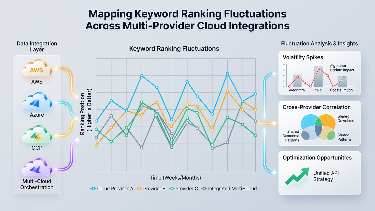 Chart illustrating ranking fluctuation patterns in multi-cloud keyword monitoring